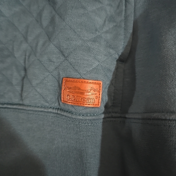 L.L. Bean Teal Quilted Sweatshirt 1/4 Zip With Kangaroo Pouch Sz M - Picture 4 of 7
